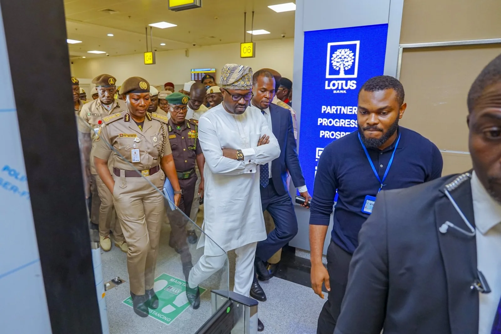 Tunji-Ojo with immigration officials during an airport inspection, published June 2024.